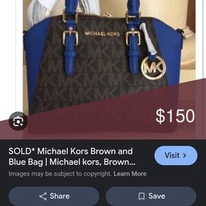 Michael Kors Brown and Blue Bag